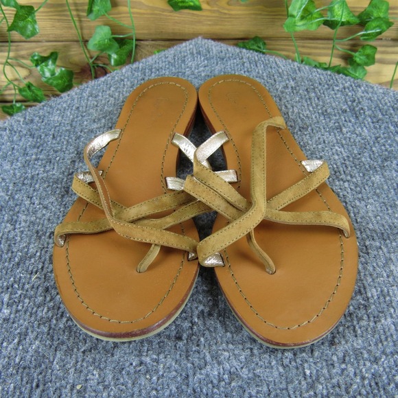 Boden Women  Flip Flop Brown Leather Sz 39 Medium‎ Gently Used 2025 - Picture 2 of 6